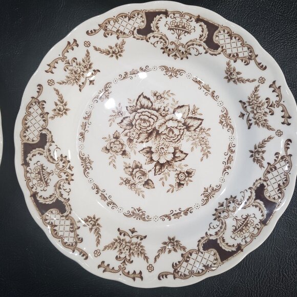 Vintage Set of 4-7 1/4" Nikko Japan Floral Trasferware Sepia Tone Winds - Picture 2 of 7